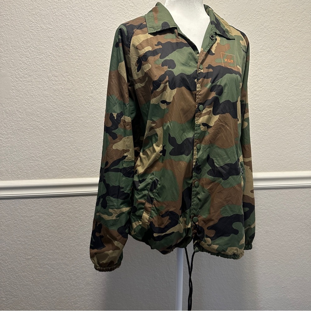 Huf Camouflage Nylon Windbreaker Jacket Lightweight Men's Size M Mesh Lining - Picture 2 of 6